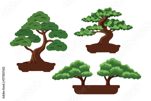 Bonsai Serenity: Artfully shaped bonsai trees, symbols of patience and artistry, stand as miniature representations of nature's beauty and the serene world of traditional Japanese horticulture.