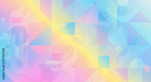 Abstract geometric background with soft pastel colors and bokeh effects.