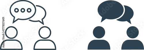 Icons representing two people in conversation or discussion