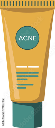 A tube of acne treatment cream is depicted in a clean, illustrative style.