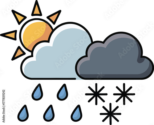 Glossy blue vector weather forecast icon set illustrating sun, rain, and cloudy sky symbols for web design