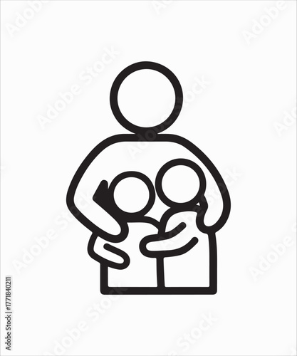 A heartwarming illustration of a parent embracing two children, symbolizing love, family, and the nurturing bond between generations