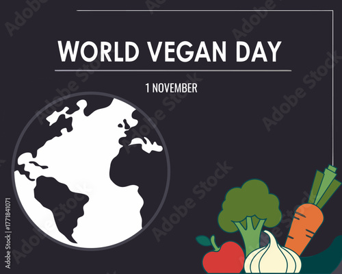 Celebrating World Vegan Day with Fresh Fruits and Vegetables in a Decorative and Colorful Design	
