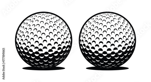 Two golf balls with dimple pattern