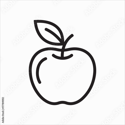 Illustration of an apple with a leaf, a healthy and delicious fruit