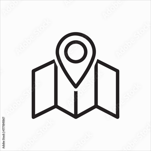 Illustration of a map with a location pin, a tool for navigation and finding places