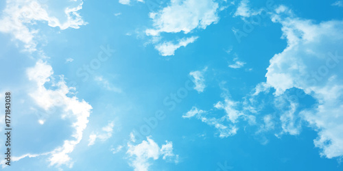 A sunny daylight sky with a puffy white cloud pattern, live streams light canvas, natural, fresh weather, love bright winter natural background 