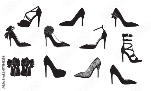 Collection of elegant high heel shoes