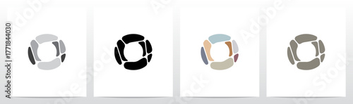 Pebbles Small Rock Flat Color Letter Initial Logo Design O