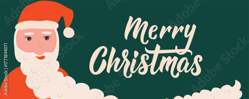 Christmas banner. Merry Christmas. Greeting banner with hand drawn lettering.
