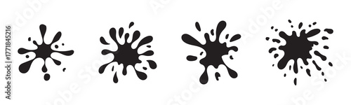 Black ink splatter vector set isolated on white background