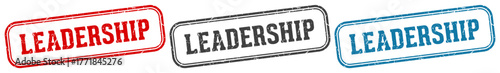 leadership stamp. leadership rectangular stamp set isolated on white background