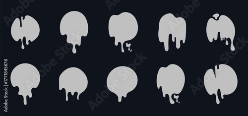 minimal Ink drops and splashes. Blotter spots, liquid paint drip drop splash and ink splatter.