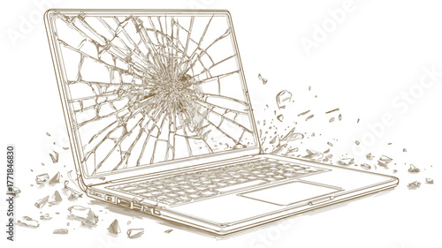 Broken Laptop, Screen, and Window - Professional High-Quality Image for Design Projects