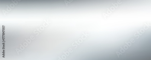 Silver foil background with metal mirror texture. Chrome gradient surface with light gloss. Vector aluminum grey sheet with reflection.
