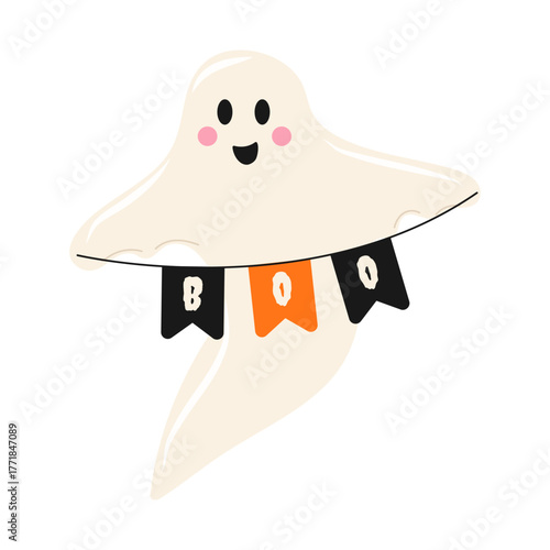 Boo the Ghost. Halloween vector illustration.