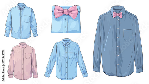 Stylish Collection of Clothes Featuring Blue Shirt - Fashion Apparel Stock Photo