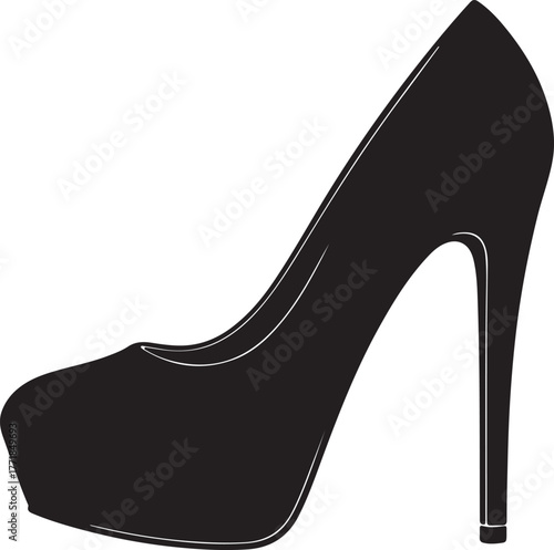 Stylish black platform high heel shoe