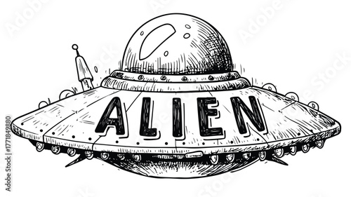 Futuristic Spaceship Design with Alien Theme Vector Illustration