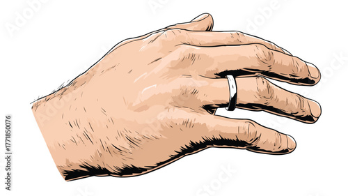 Elegant Hand with Ring Vector Illustration Isolated on White Background