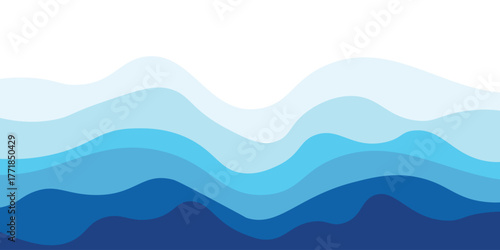 Sea waves layered vector background illustration and sea beach vector illustration.