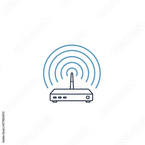 WiFi Router Broadcasting Signals Icon, Wireless Internet Connection Symbol