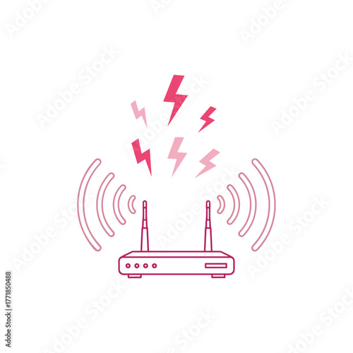 Dual Antenna WiFi Router with Lightning Bolt Signals, Robust Wireless Network