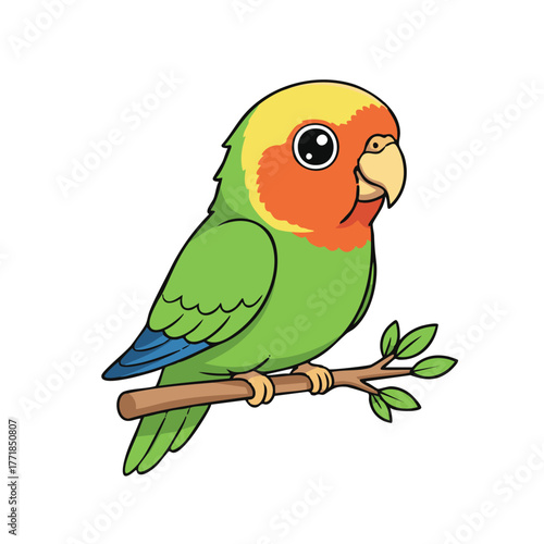 Cute vector illustration of the extinct Carolina parakeet