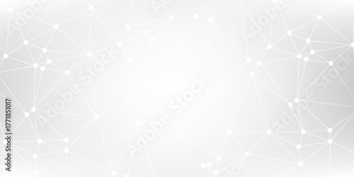 Website header or banner design with abstract polygonal background and connecting dots and lines. Global network connection. Digital technology with plexus background