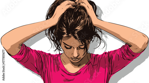 Stress Management Woman Holding Head Health and Wellbeing Concept