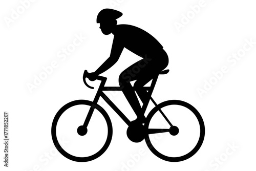 Riding a bicycle silhouette vector, man on bicycle  black symbol

