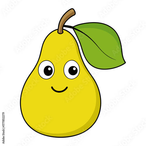 single pear lying beside leaf