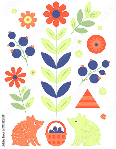 Hedgehog and flowers