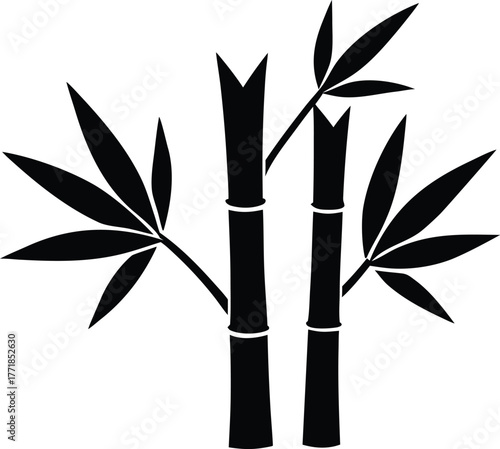 Bamboo stalk silhouette vector icon