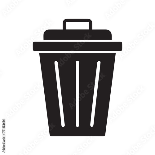 Dustbin silhouette icon on white background
