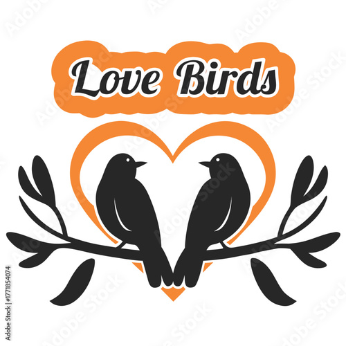 Whimsical Love Birds Illustration for Valentine's Day Apparel and Decor