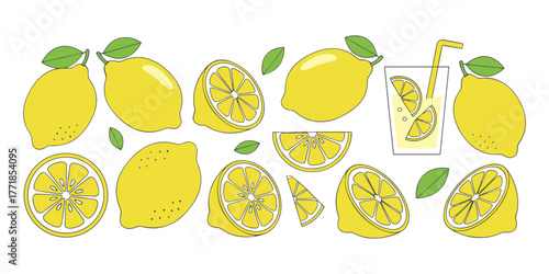 Lemons and lemonade fresh fruit drink pattern