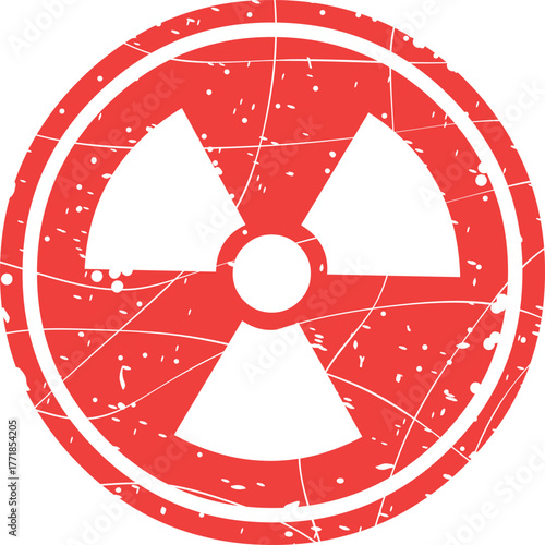 vector illustration red rubber stamp radioactive symbol worn texture concept