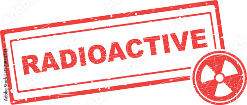 vector illustration red rubber stamp radioactive text and symbol worn texture concept