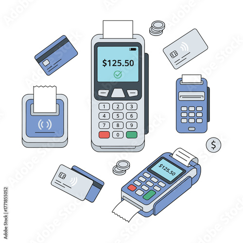 Point of sale terminal contactless payment transaction concept