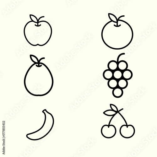 Fruits and vegetables icon set illustration cartoon design fresh healthy nature