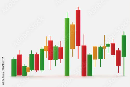 Colorful candlestick chart showing stock market trends during trading hours