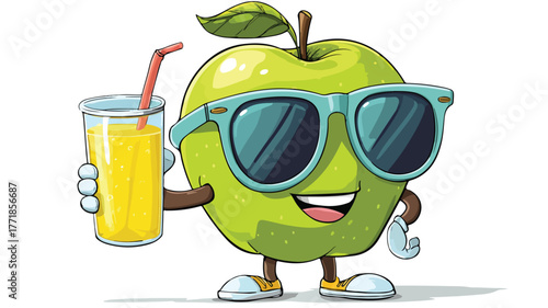 Cool Apple Character in Sunglasses with Hoof