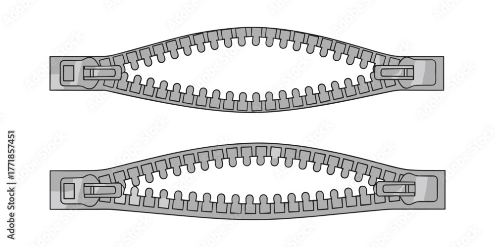 Obraz premium Zipper opening and closing mechanism on white background