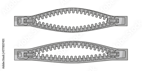 Zipper opening and closing mechanism on white background
