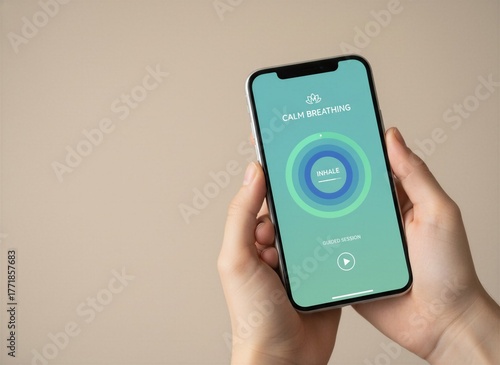 Close-up of hands holding a modern smartphone displaying 