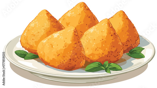 Delicious Deep Fried Brazilian Coxinha Served on Plate Vector Illustration
