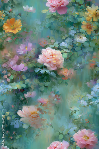 Dreamy Pastel Rose Garden Watercolor Pattern