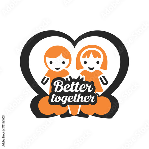 Two People Together in Heart T-shirt Graphic