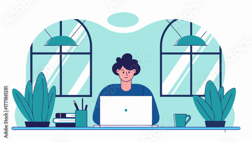 Freelancer working remotely from home office with minimalist setup